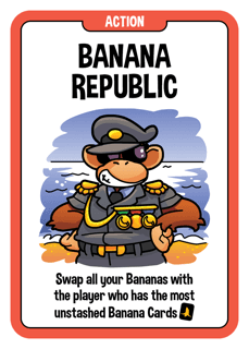 Banana Republic card, showing a monkey general in uniform